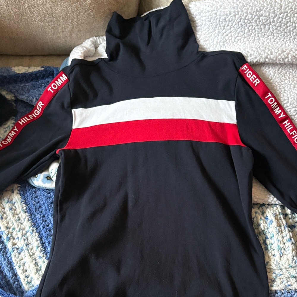 Tommy Hilfiger Turtleneck Sweater in navy, Red, and White